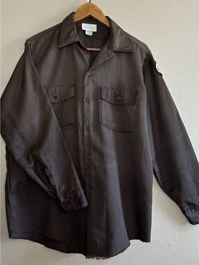 Vintage Dickies Men's Brown Button-Up Work Shirt Jacket from Murry City Worker.